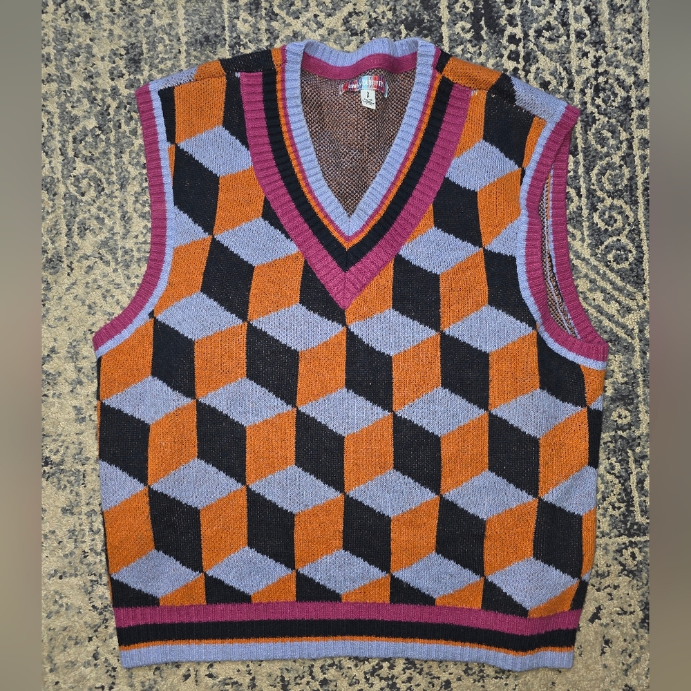Urban Outfitters V-Neck Sweater Vest - Orange, Black, Purple